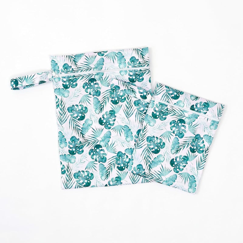 CoolaPeach 2 Pcs Wet Bags Waterproof Reusable Zippered Pocket Cloth Diaper Bag for Travel Beach Pool Swim, Baby Diapers,Gym Yoga Wet Clothes,Swimsuit,water wipes (Sea grass) - Image 5